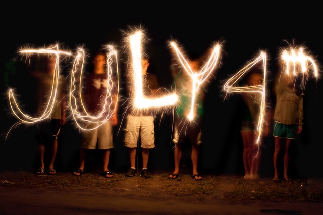 Fourth of July fireworks sign